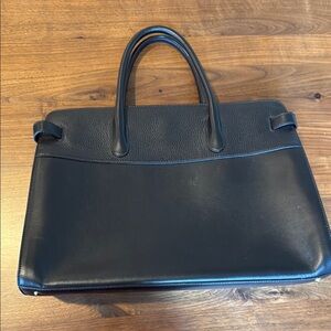 Cuyana Black Leather Laptop Bag